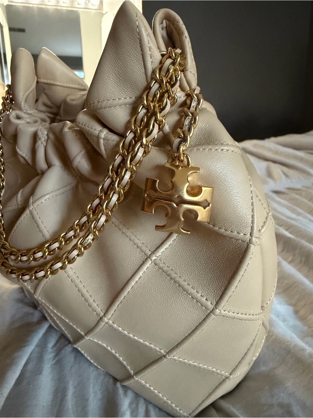 Tory Burch Mini Fleming Soft Quilted Hobo Bag with Gold Chain - Picture 4 of 14